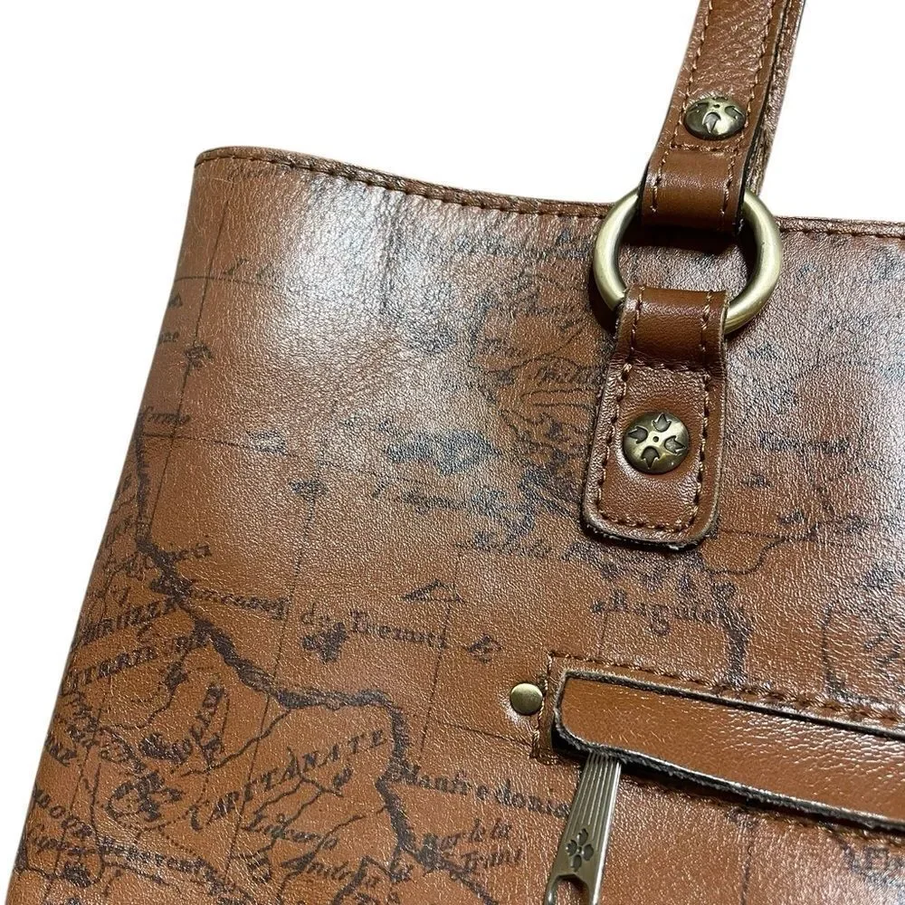 PATRICIA NASH Signature Map Large Tote Bag Brown